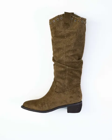 Bốt nữ da lộn dài 7705 kem N07 size39