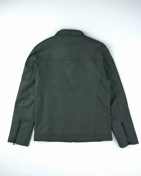 Áo khoác da nam A611 đen size XL . S16