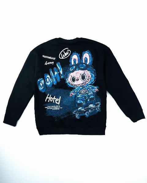 Áo nỉ dài tay nam tròn 6021 đen size XL . S03