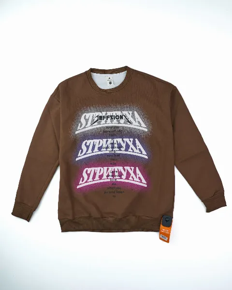 Áo nỉ dài tay nam tròn 2929 nâu size XL . S03