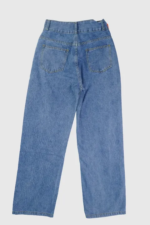 Quần dài bò jeans xuông không giãn nữ sinh viên N146963