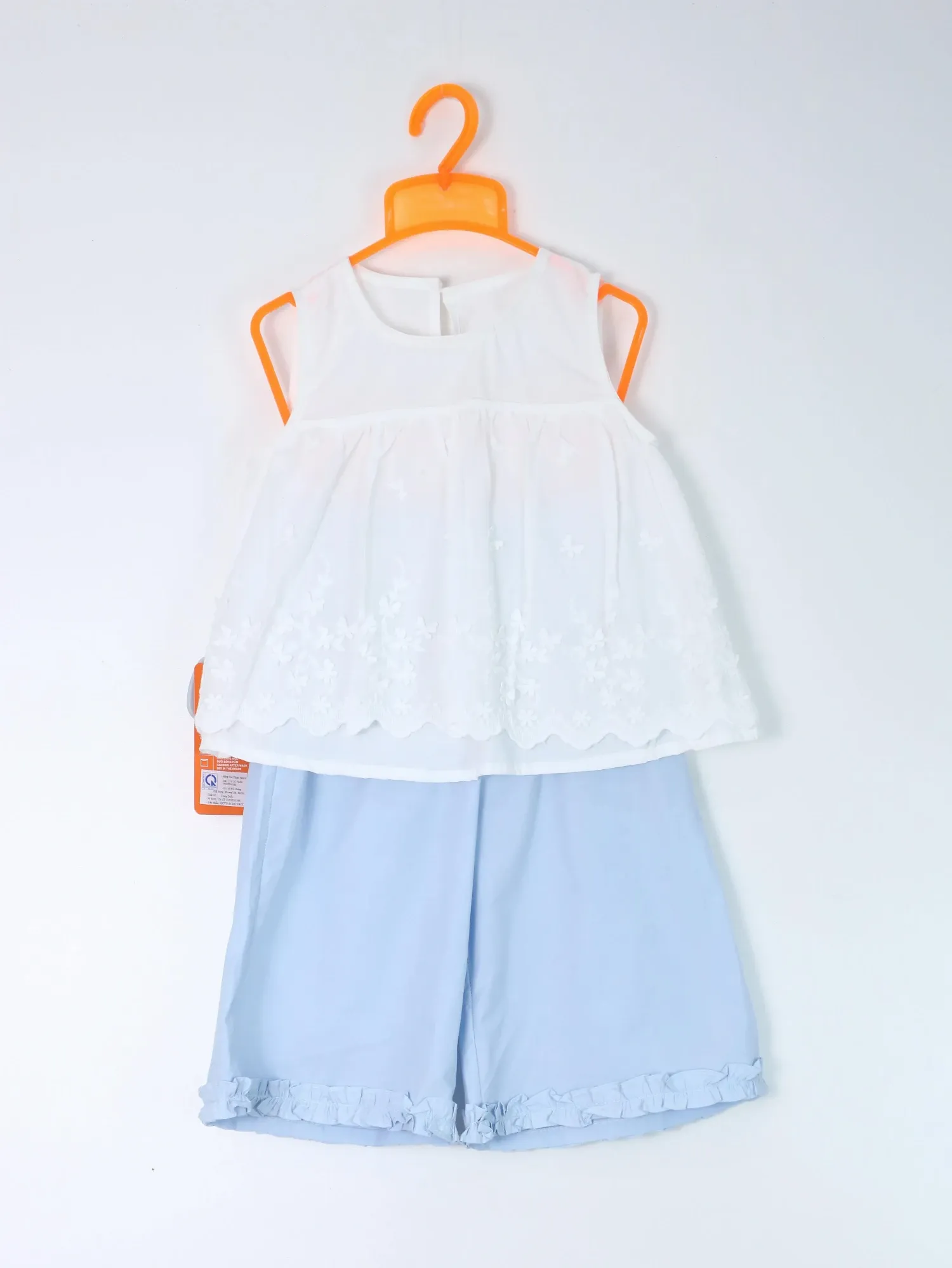 Bộ quần áo trẻ em gái 7777 trắng size 130 AS05