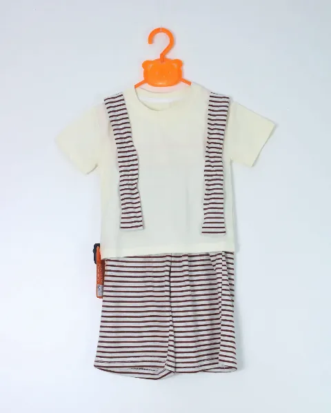 Bộ cộc tay trẻ em gái 92602 kẻ size 11 AS07