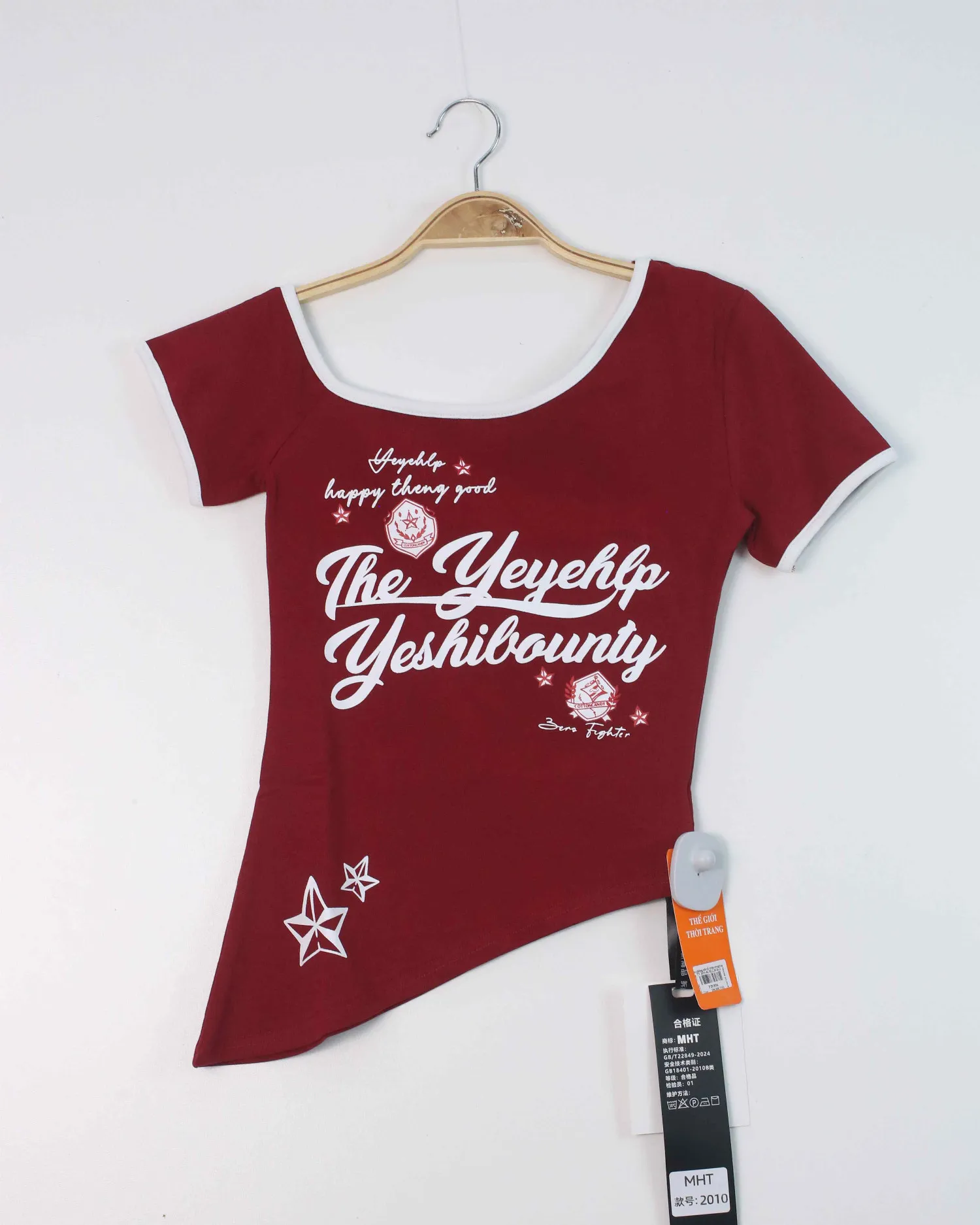 Áo phông nữ cổ tròn croptop TT 2010 đen trắng H12.2026.2