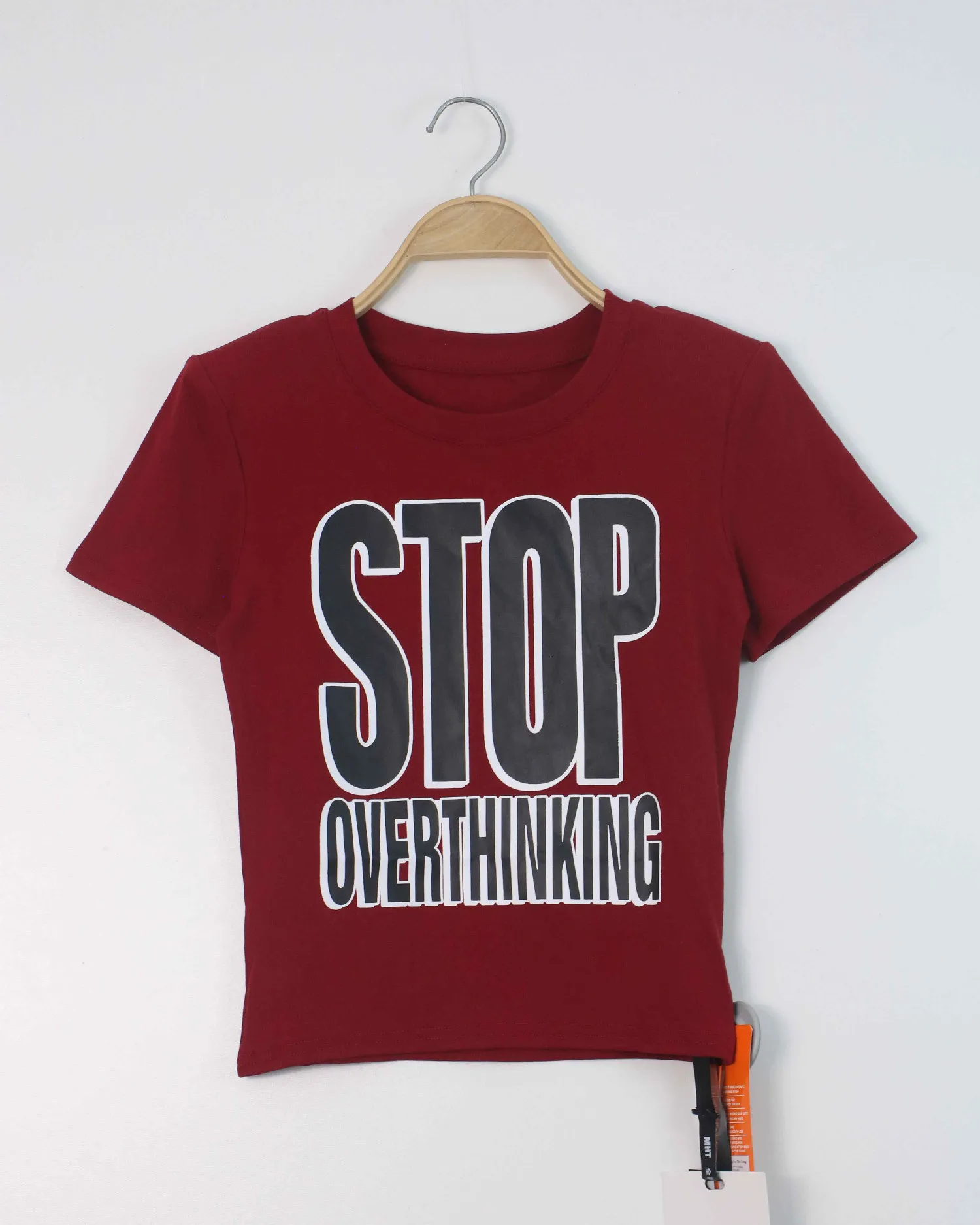 Áo phông nữ cổ tròn croptop TT 2098 trắng xanh H12.2026.2