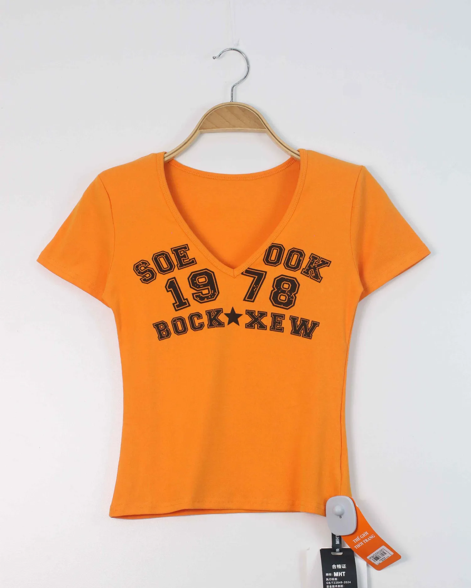 Áo phông nữ cổ tròn croptop TT 2088 cam H12.2026.2
