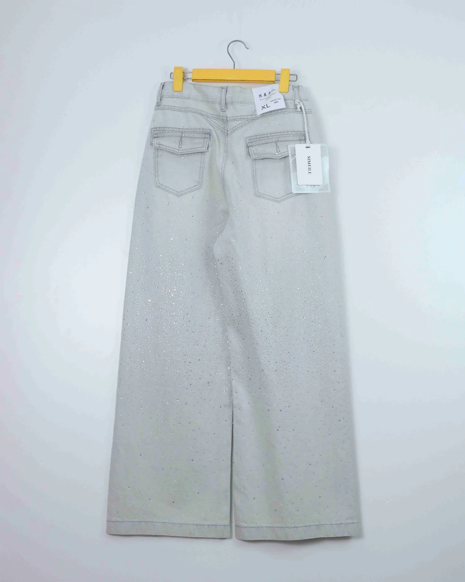 Quần bò dài nữ xuông đá 80673 Ghi XL   QC2 CC
