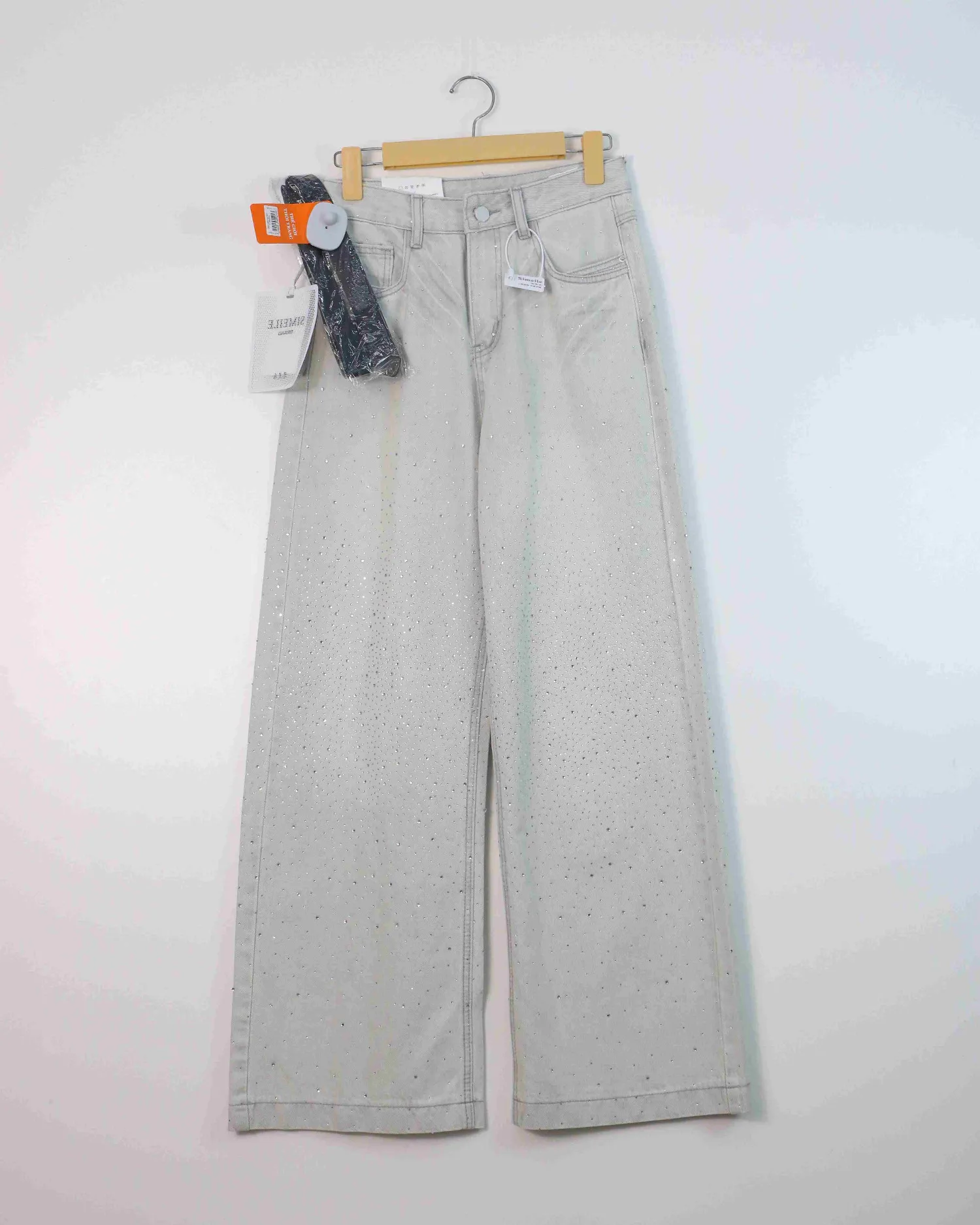 Quần bò dài nữ xuông đá 80673 Ghi XL   QC2 CC