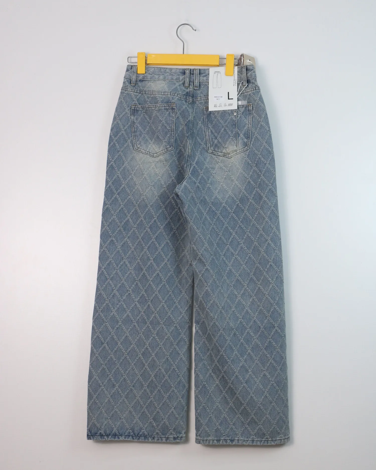 Quần bò dài nữ xuông vân 80317 Trắng XL   QC2 CC