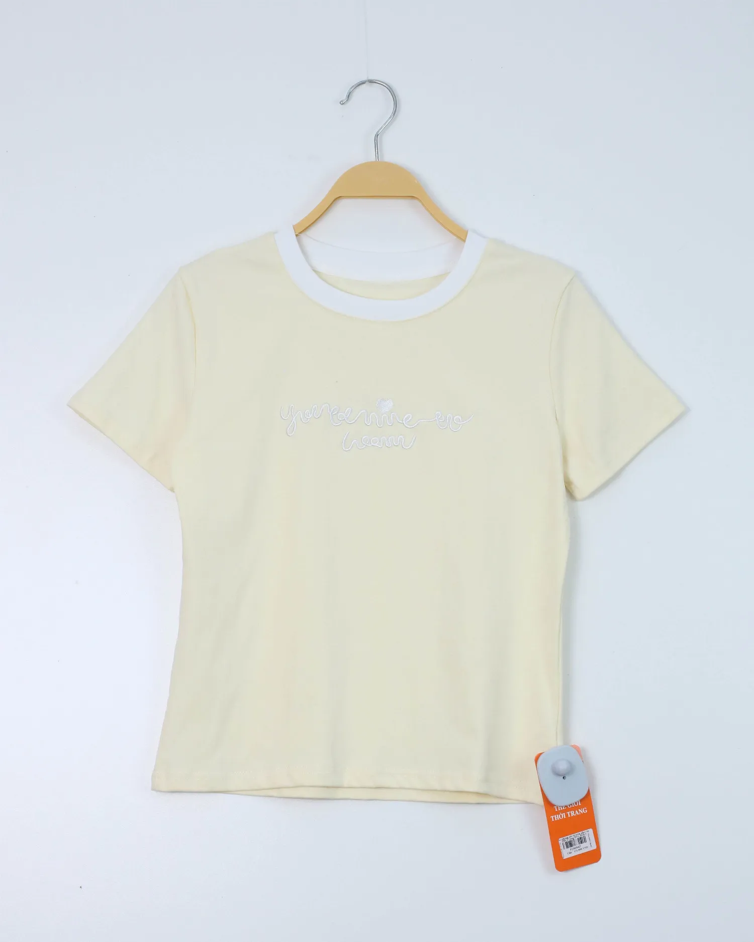 Áo phông nữ cổ tròn nhỏ zip 188-2 vàng H11.2026.1