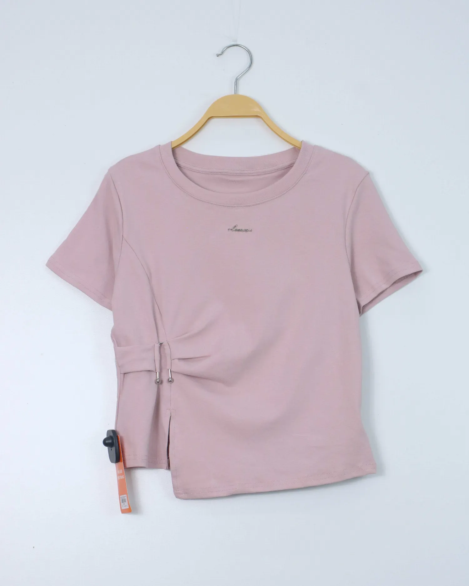 Áo phông nữ cổ tròn ôm zip 130 hồng H09.2026.1