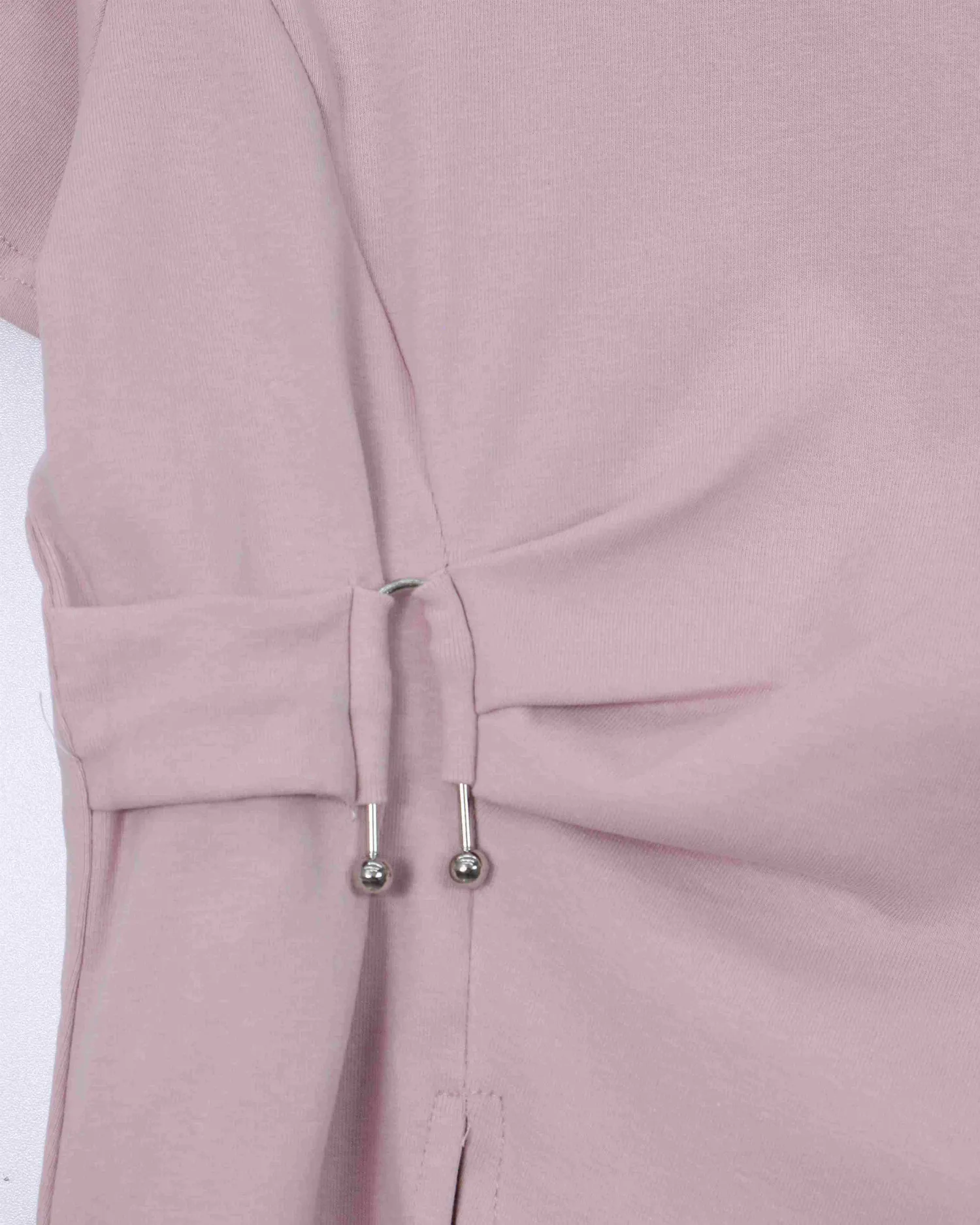 Áo phông nữ cổ tròn ôm zip 130 hồng H09.2026.1