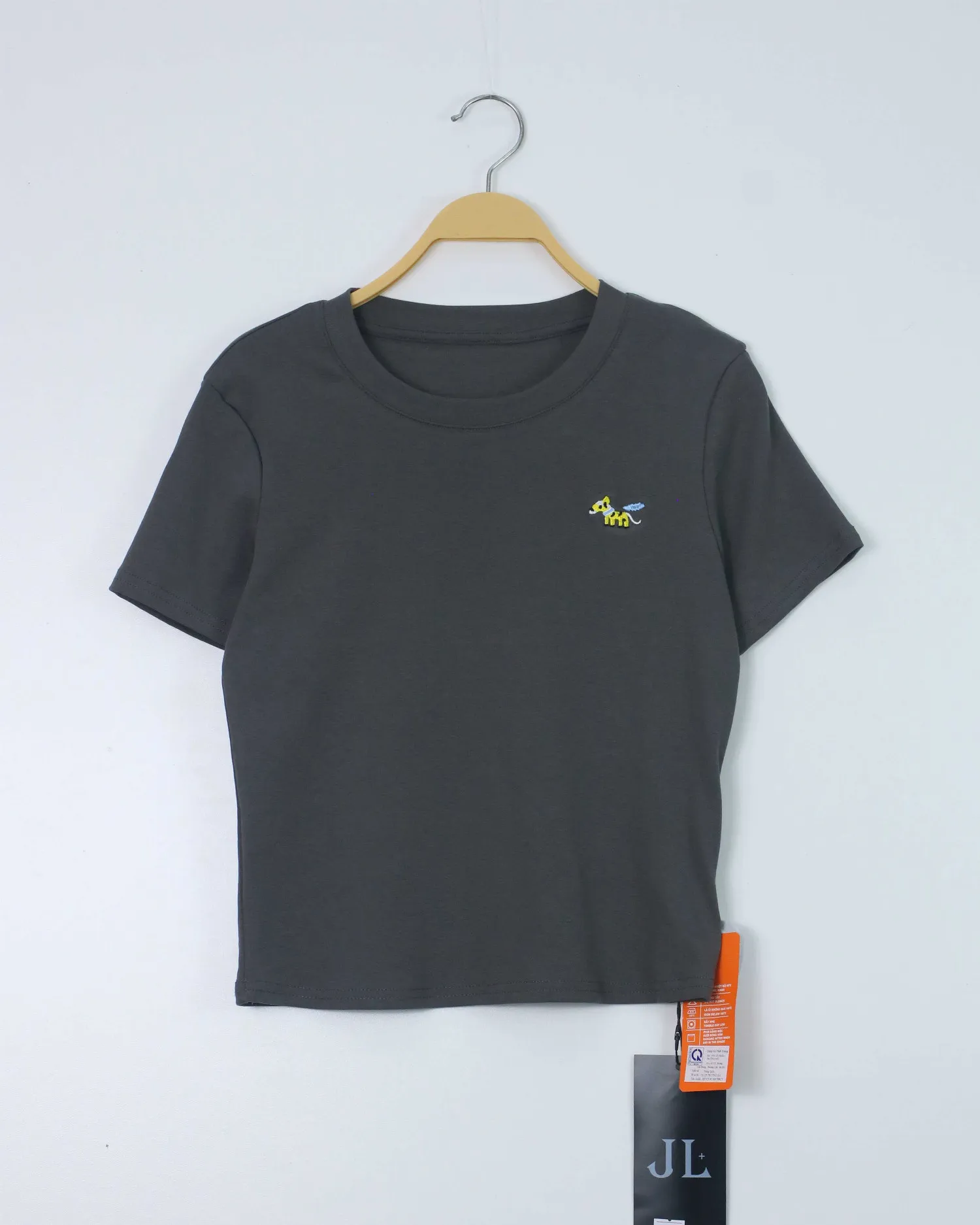 Áo phông nữ cổ tròn nhỏ zip131 ghi H09.2026.1