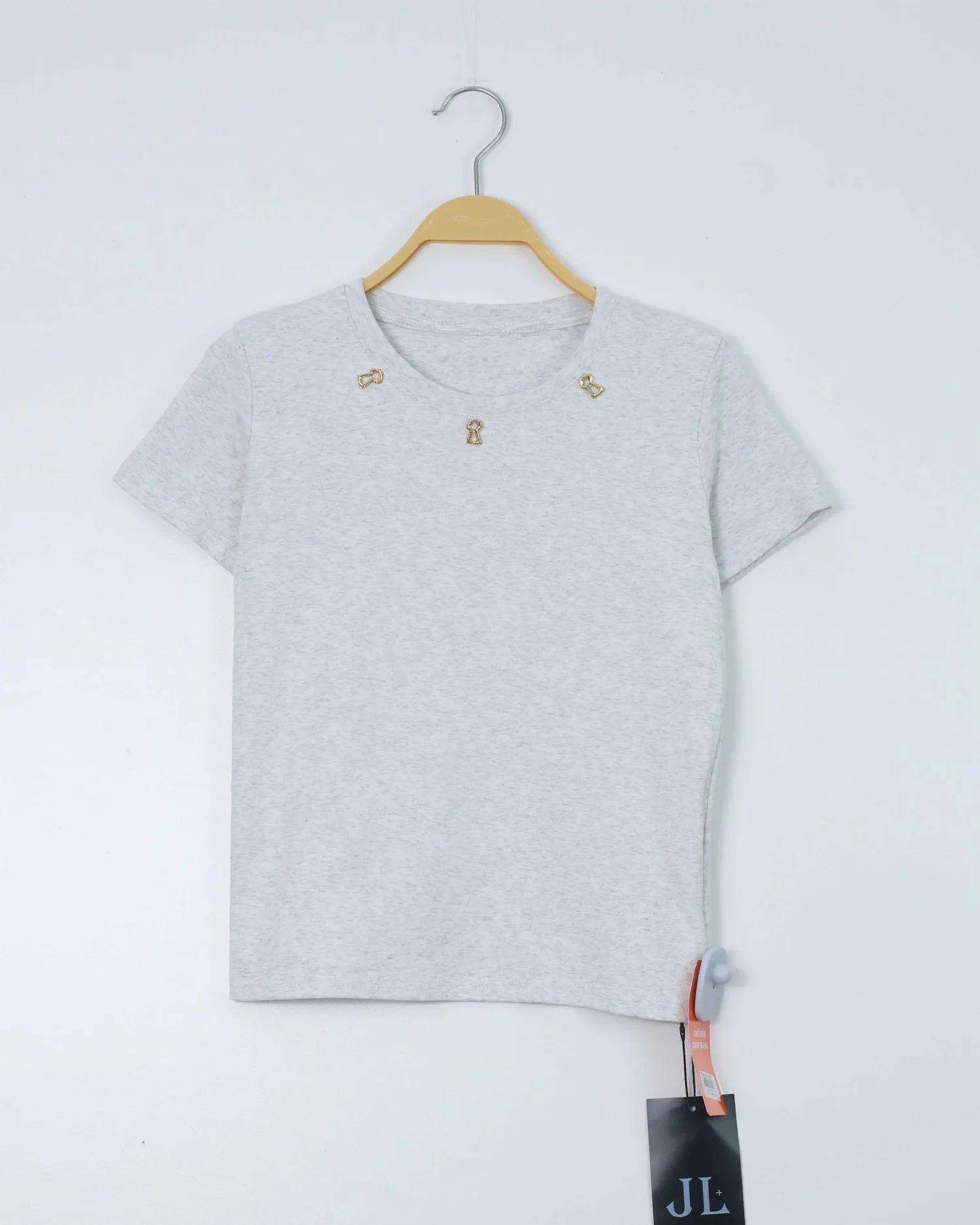 Áo phông nữ cổ tròn nhỏ zip 5391 vàng H09.2026.1