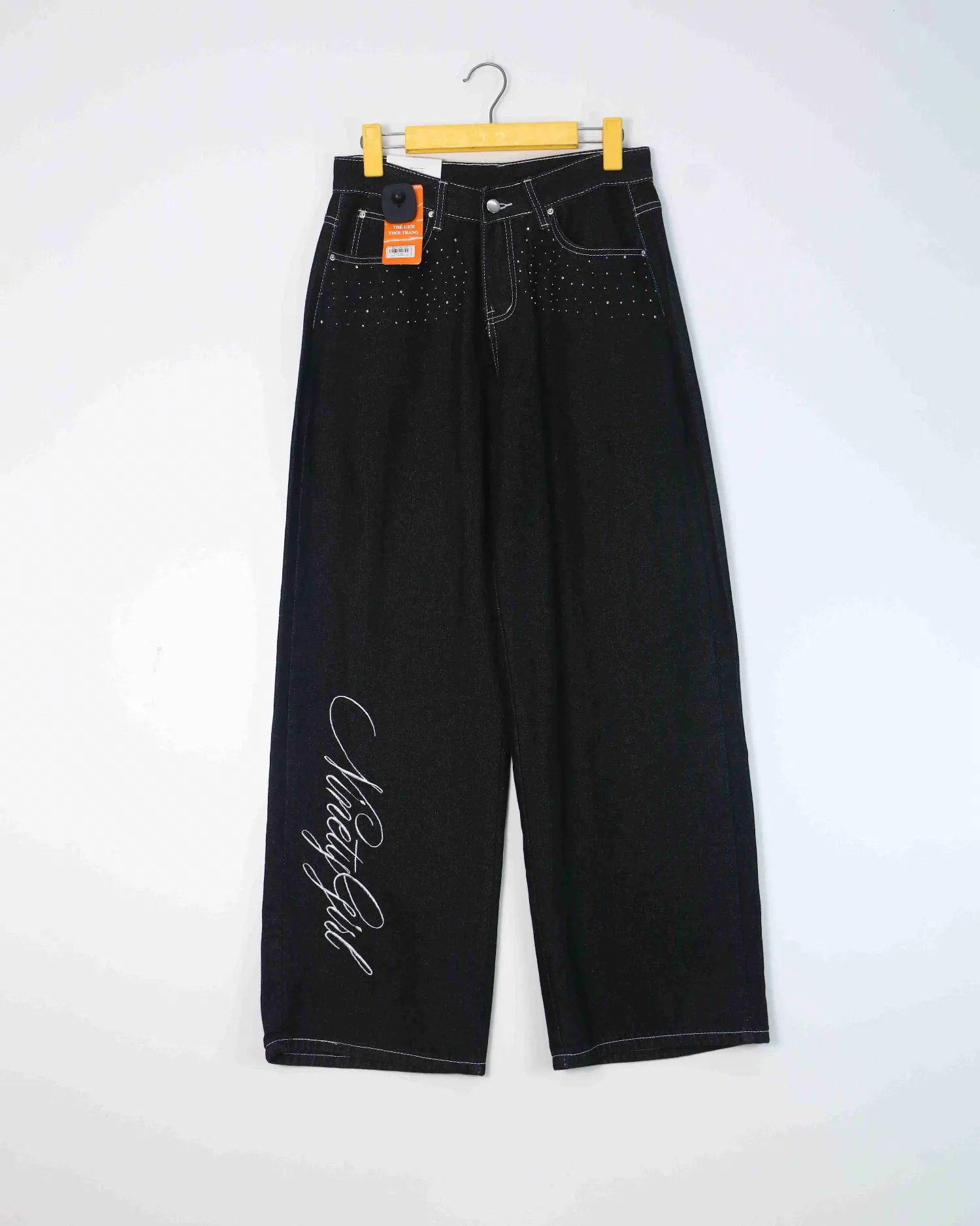 Quần dài Jean nữ xuông 2519 Đen XL  AS12 Teen