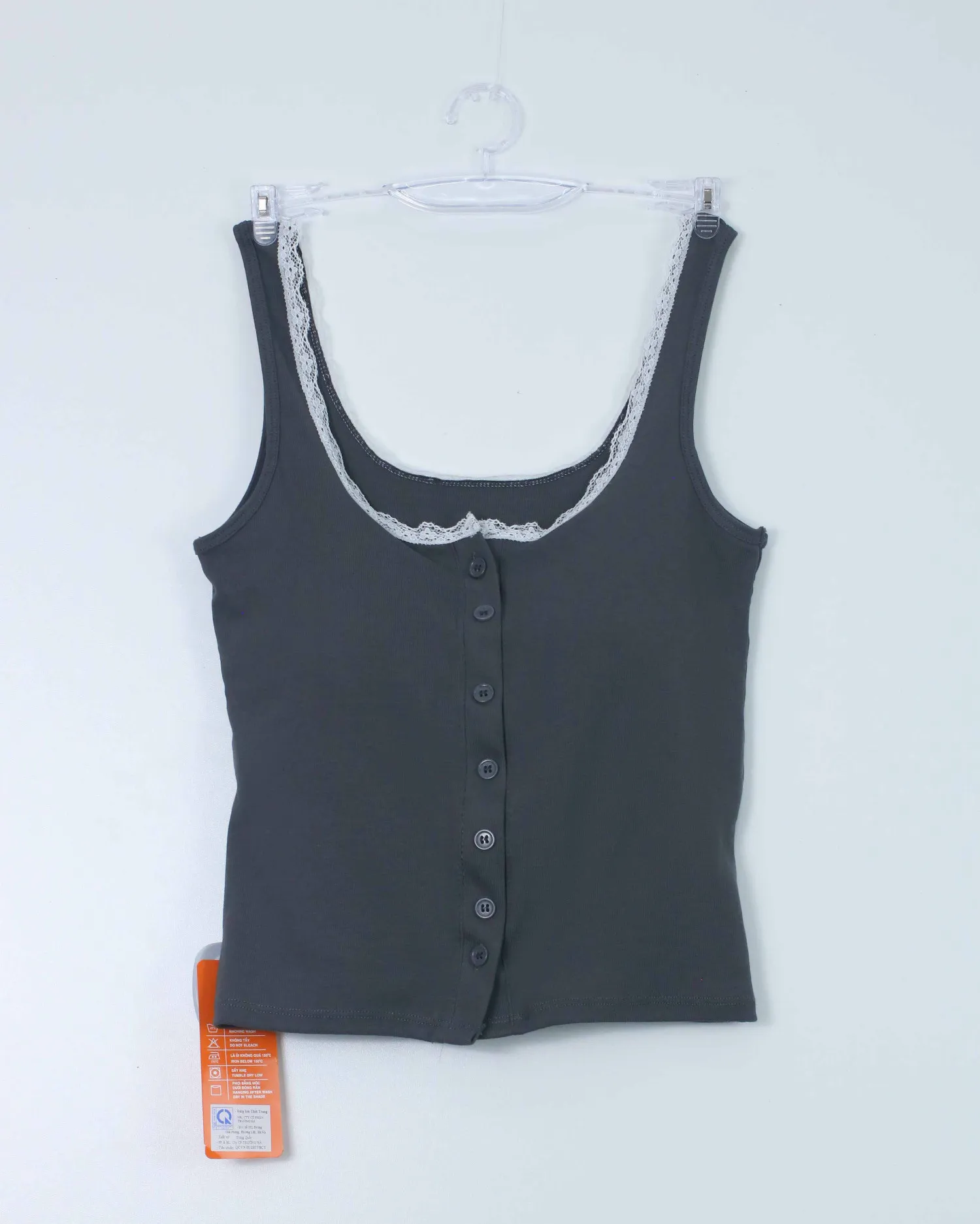Áo 2 dây nữ đệm zip 1062 ghi H02.2026.1
