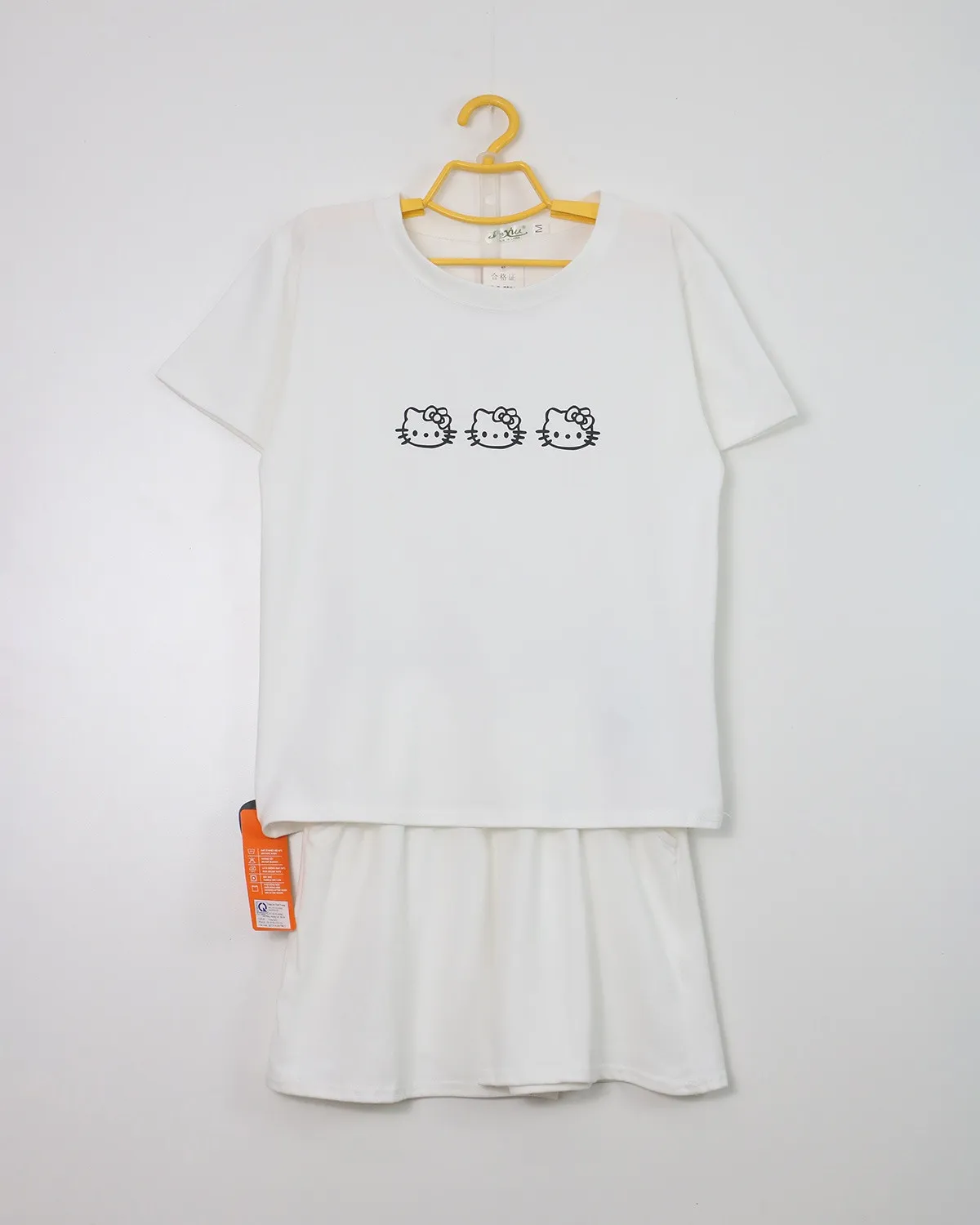 Bộ quần áo nữ cotton cộc nhỏ 14164 Kem L   QC23