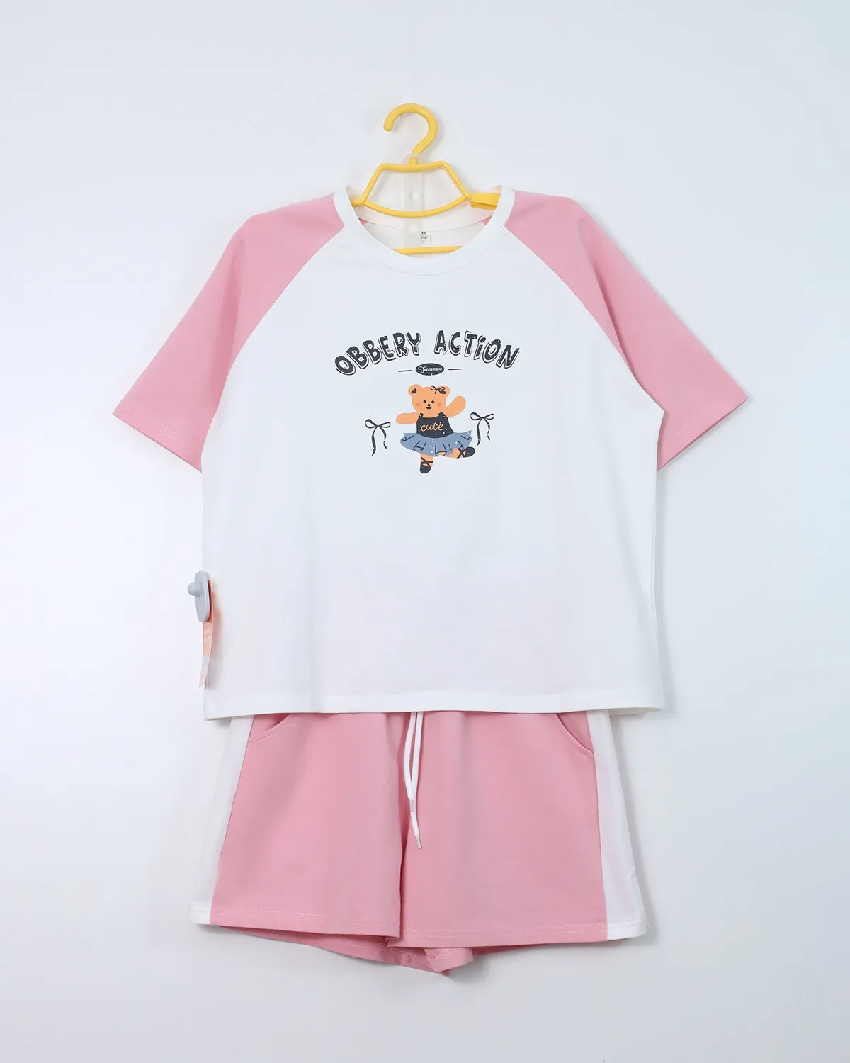 Bộ quần áo nữ cotton cộc tròn 5381 Hồng F  QC14
