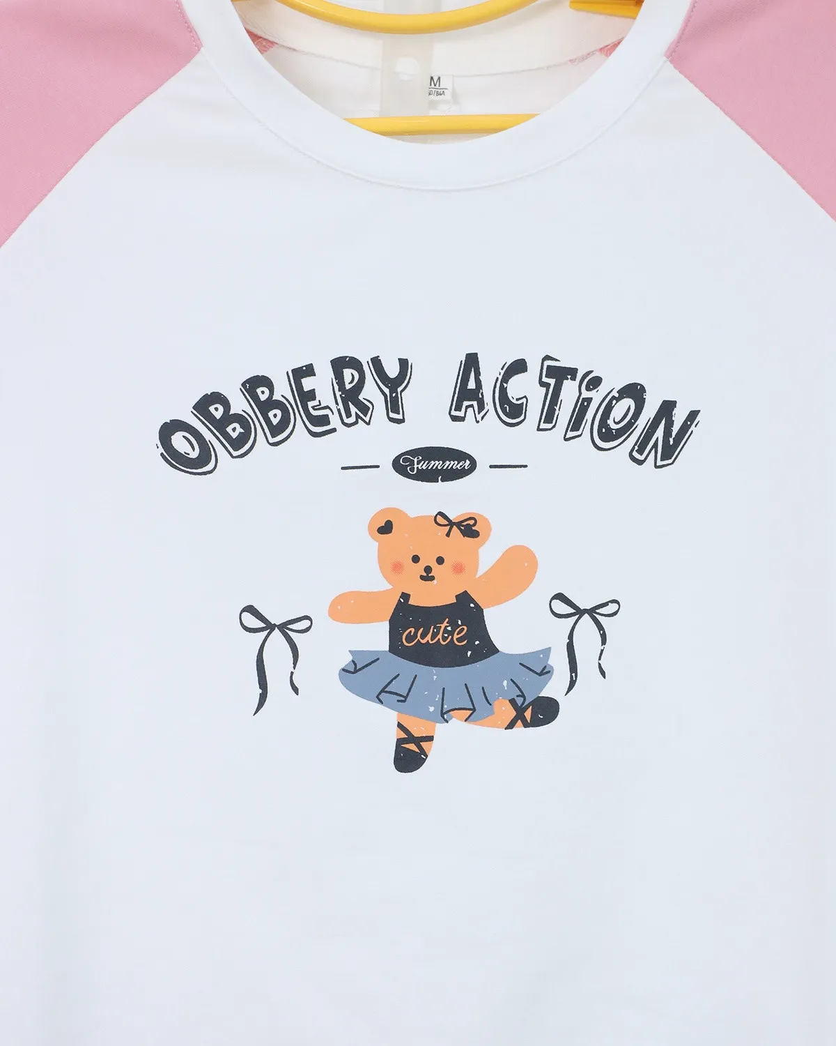 Bộ quần áo nữ cotton cộc tròn 5381 Hồng F  QC14