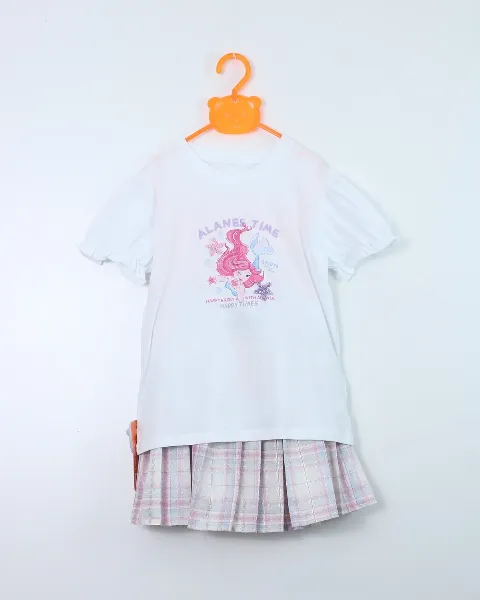 Séc Bộ quần áo trẻ em gái 018 trắng size 130 AS03