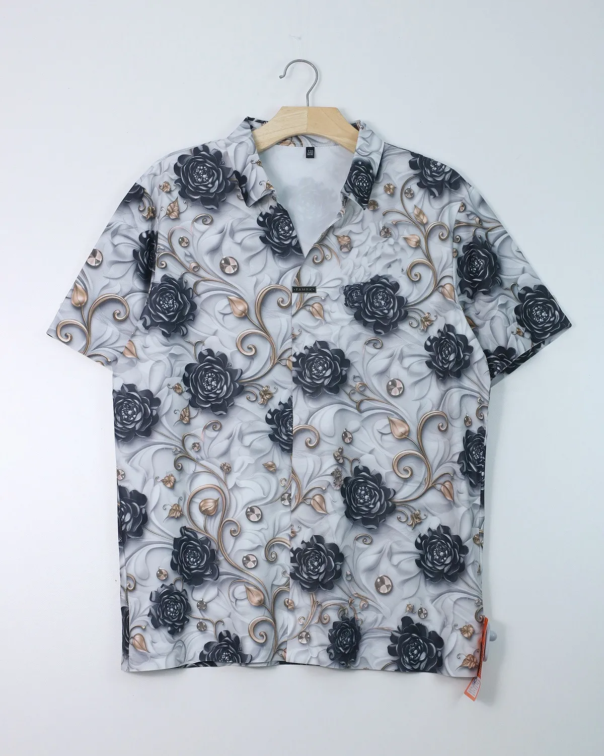 Áo sơ mi nam cộc 04 ghi size 54 . AL04