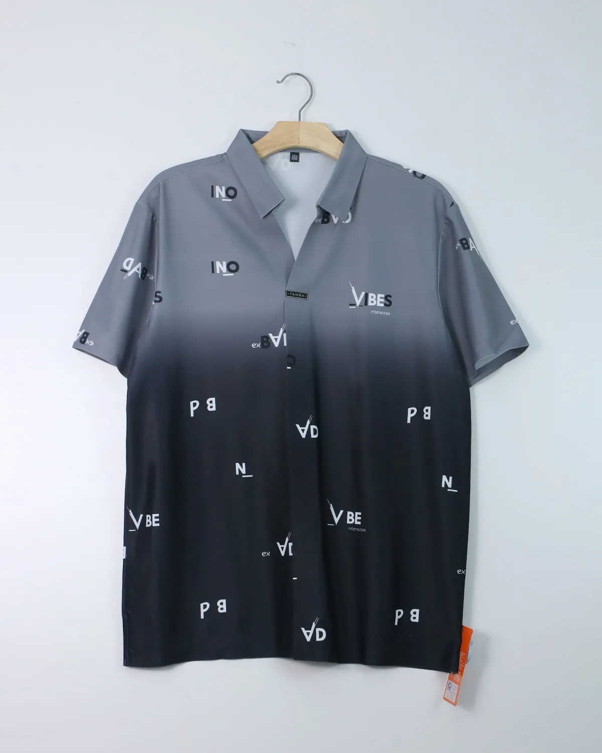 Áo sơ mi nam cộc 09 ghi size 56 . AL04
