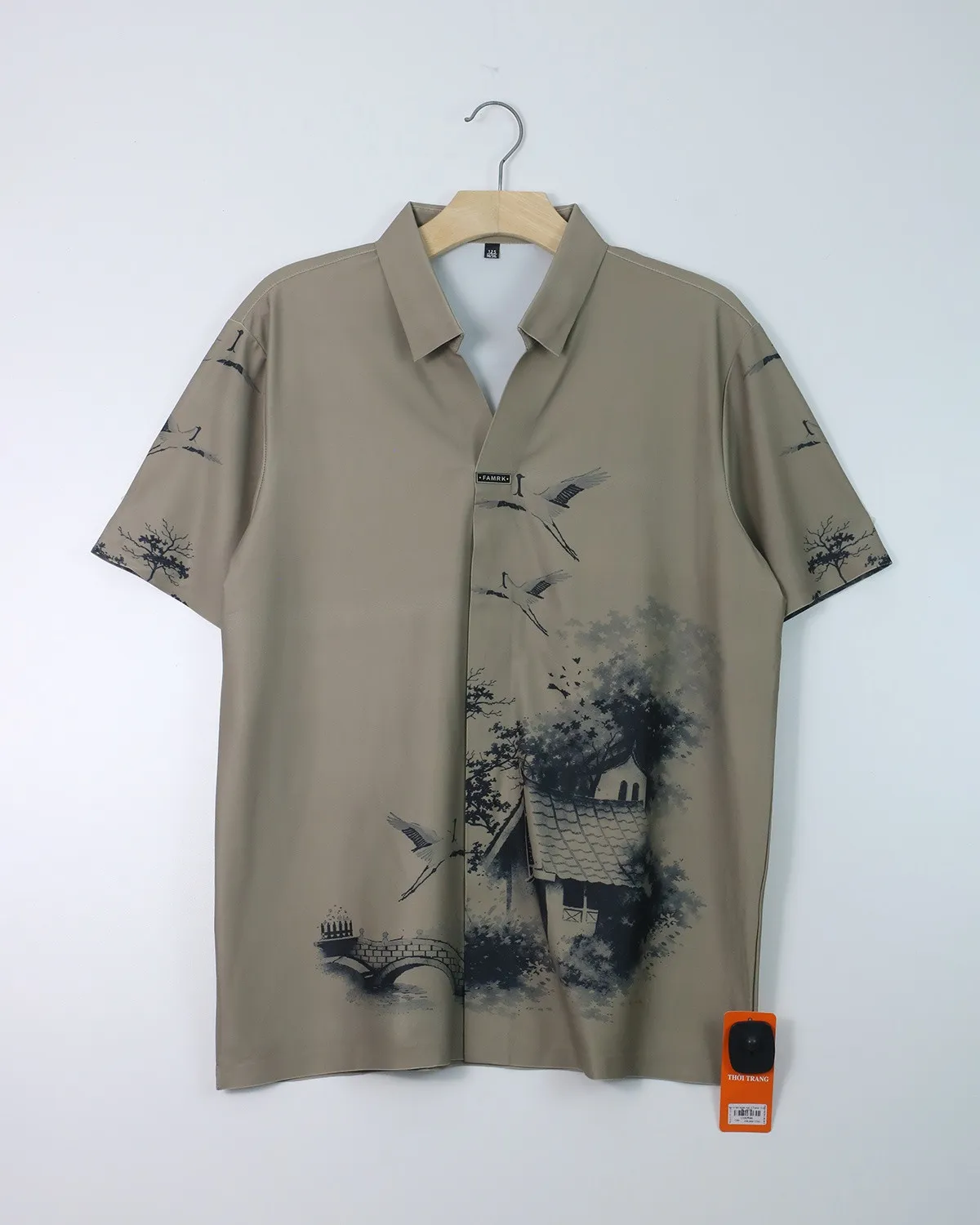 Áo sơ mi nam cộc 13 nâu size 56 . AL04