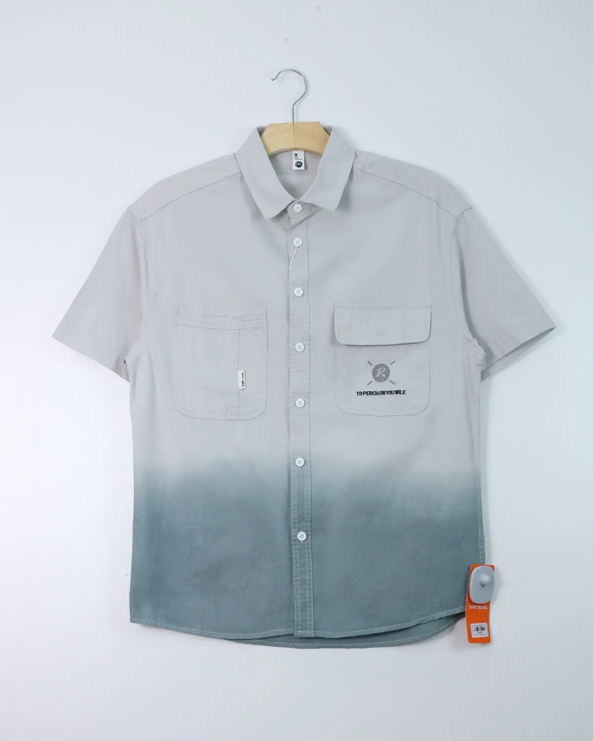 Áo sơ mi cộc  2811 ghi size 2XL. AL14