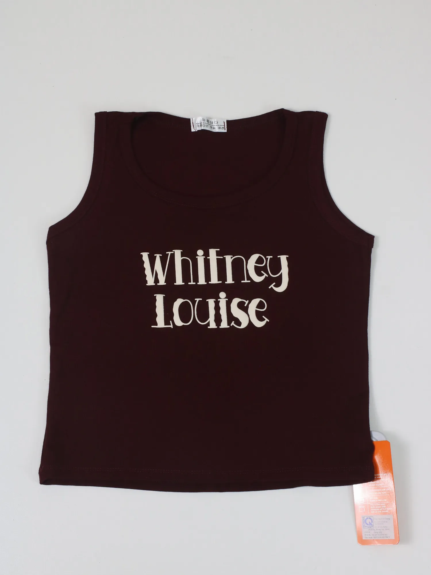 Áo phông sát nách nữ zip in Whitney trắng H.Thắng