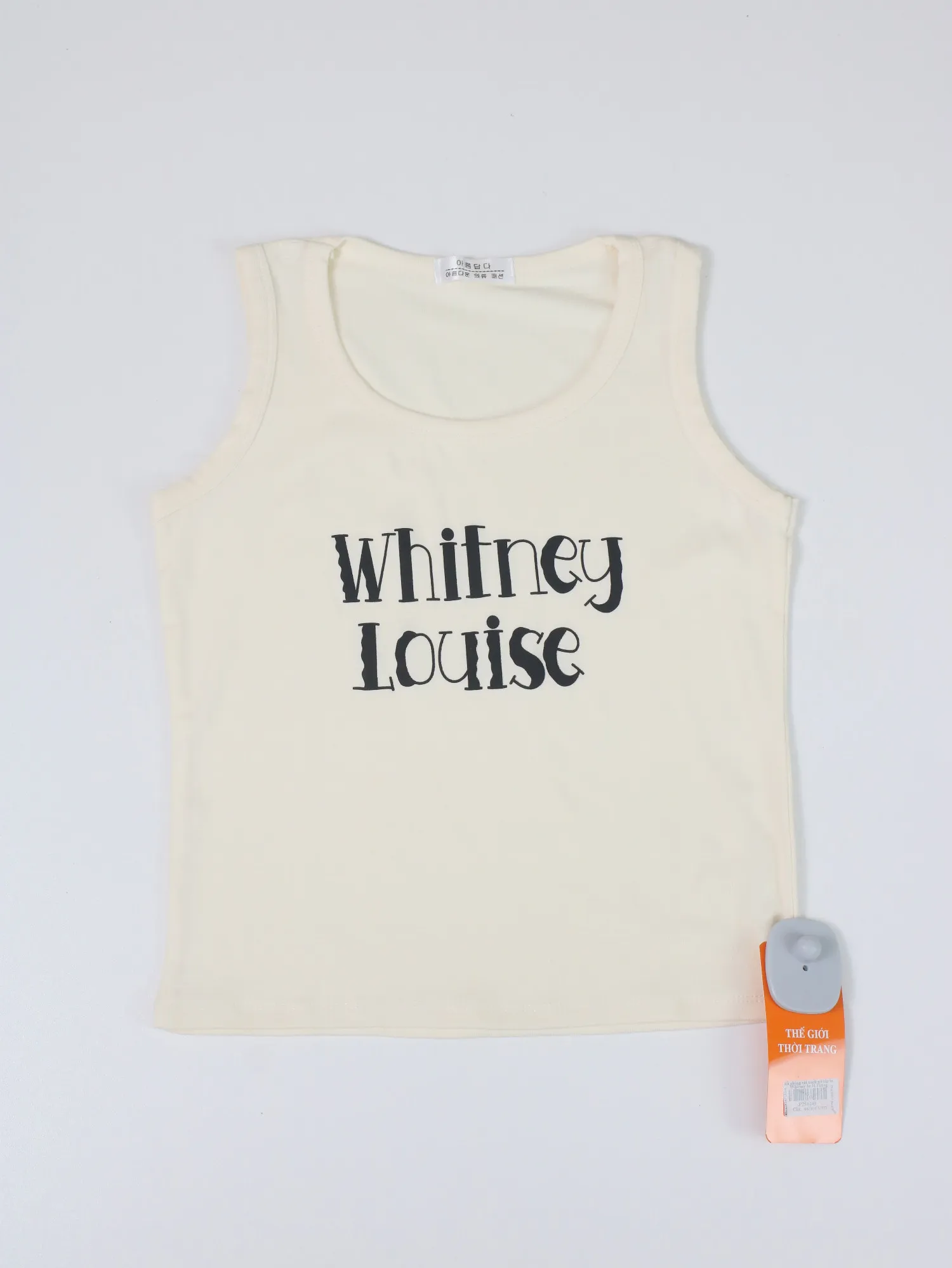 Áo phông sát nách nữ zip in Whitney trắng H.Thắng