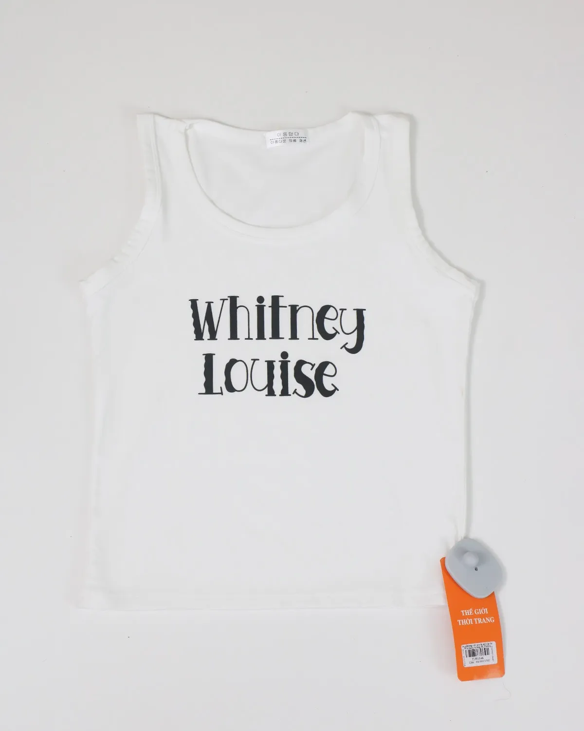 Áo phông sát nách nữ zip in Whitney trắng H.Thắng