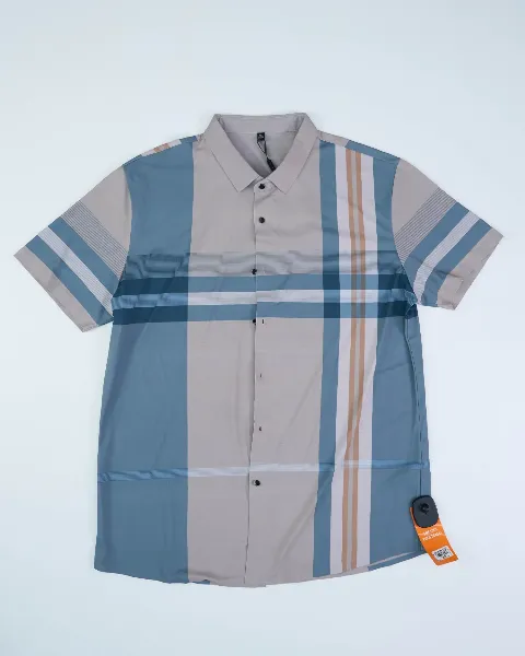 Áo sơ mi cộc nam kẻ 82538 xanh nhạt size 50 . QC06S