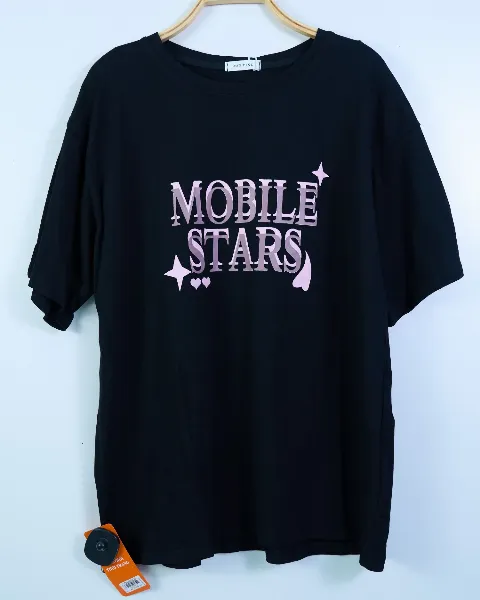 Áo phông nữ cổ tròn 825 mobill trắng  SIEU04