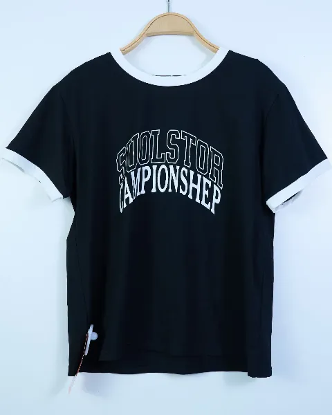 Áo phông nữ cổ tròn lỡ 0783 cheer đen SIEU16