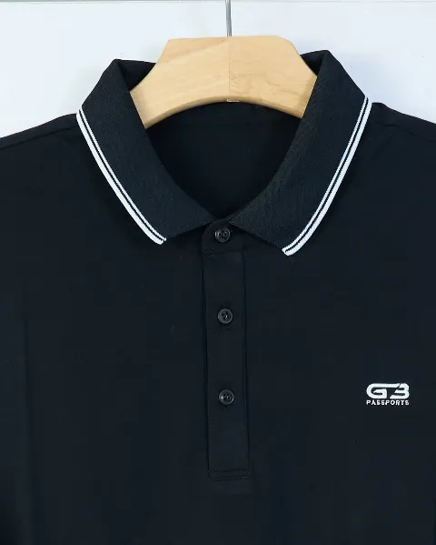 Áo phông cổ bẻ 3124 đen size XL. CV