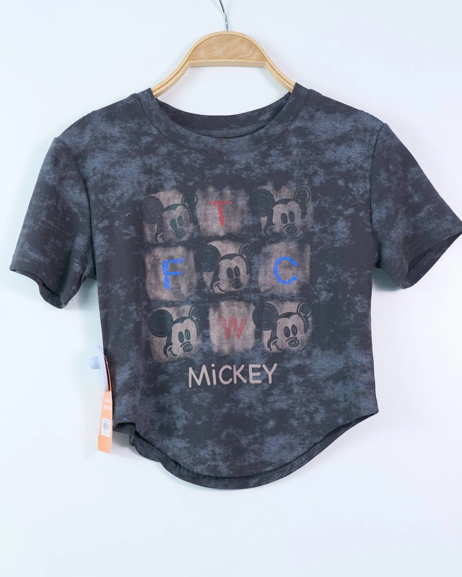 Áo phông nữ cổ tròn crop 816 mickey ghi SIEU03