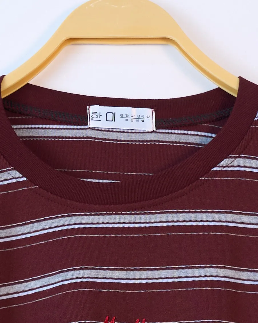 Áo phông nữ cổ tròn kẻ zip Me ells đen H.Thắng