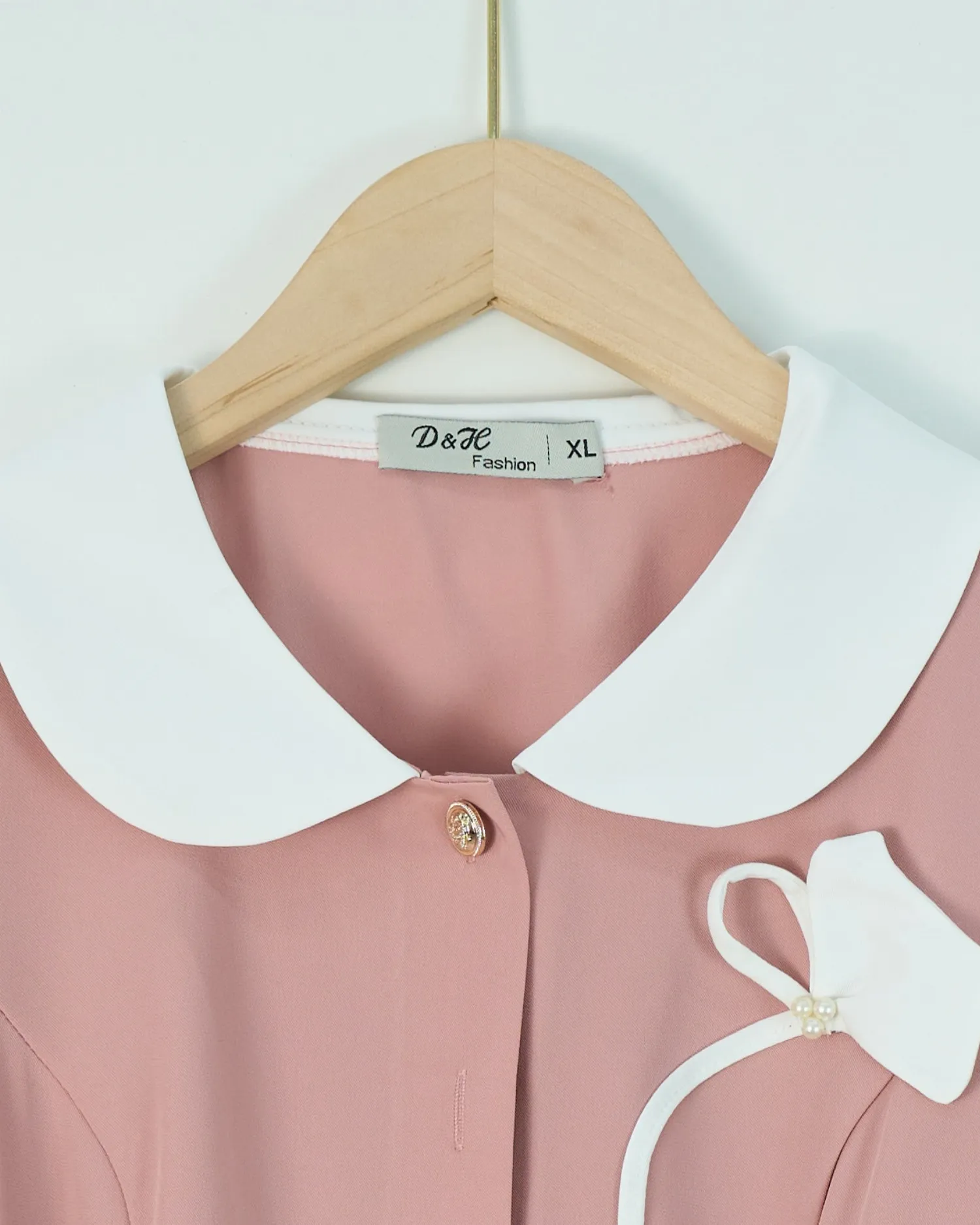 Áo sơ mi kiểu cổ bẻ hoa rơi 06 hồng XL D.Hiệp