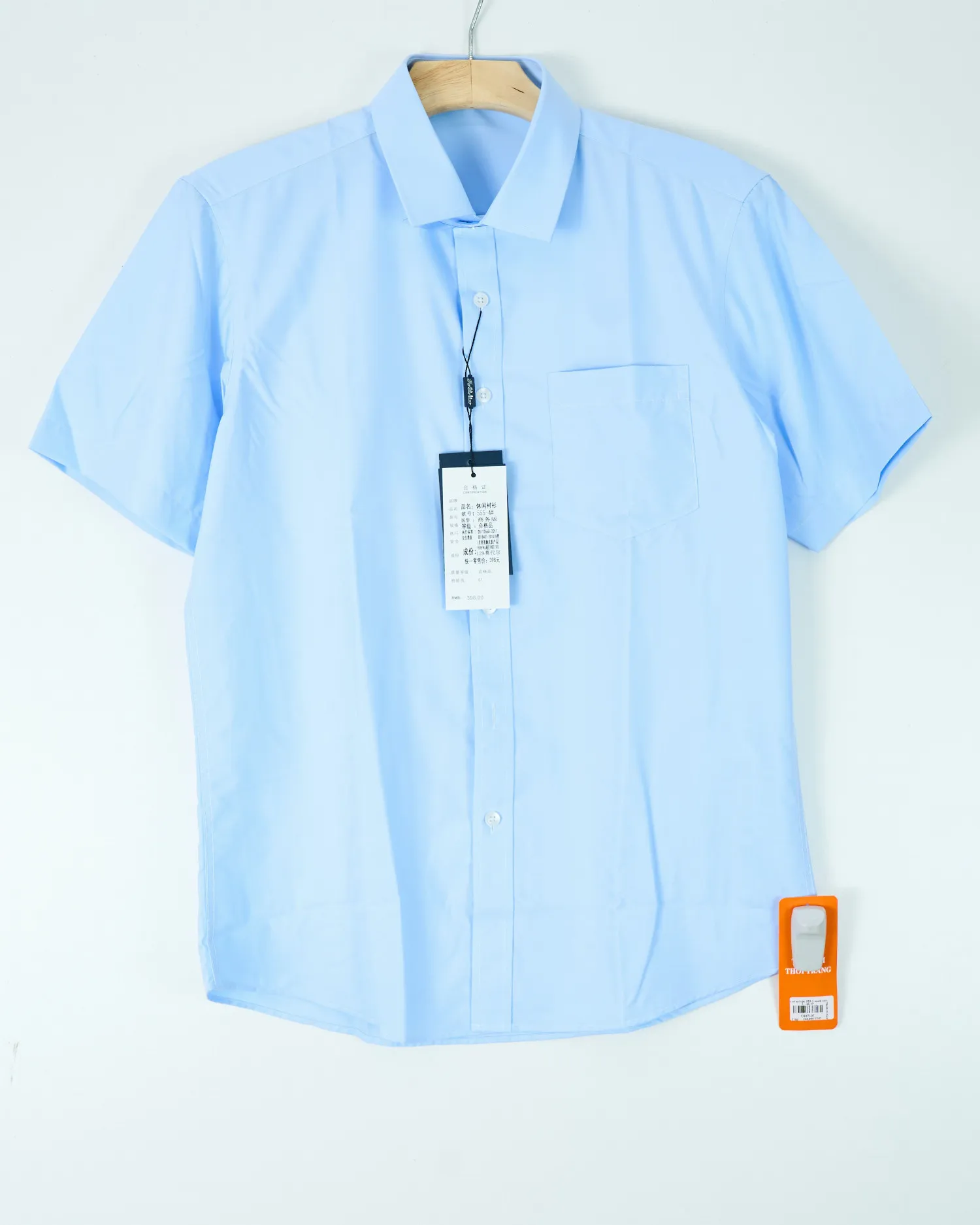 Áo sơ mi cộc 555-1 xanh size L . AL19