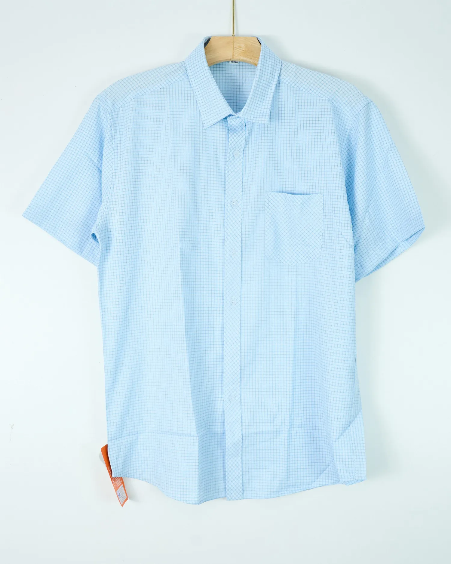 Áo sơ mi cộc 2603 xanh nhạt size XL . AL19