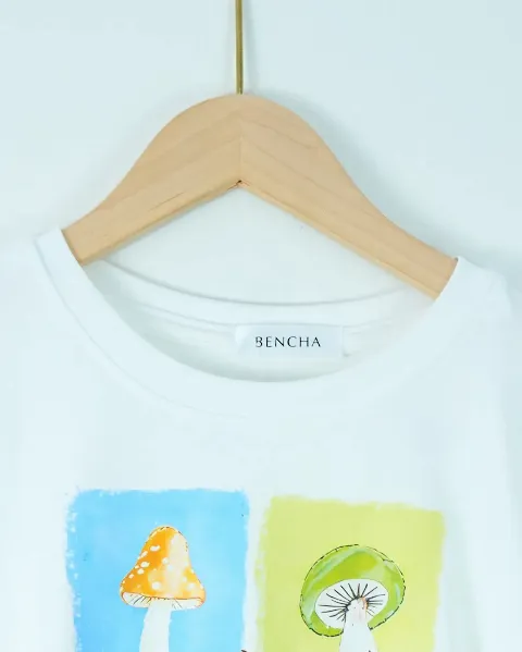 Áo phông nữ cổ tròn ôm zip nấm ghi H.Hoàng