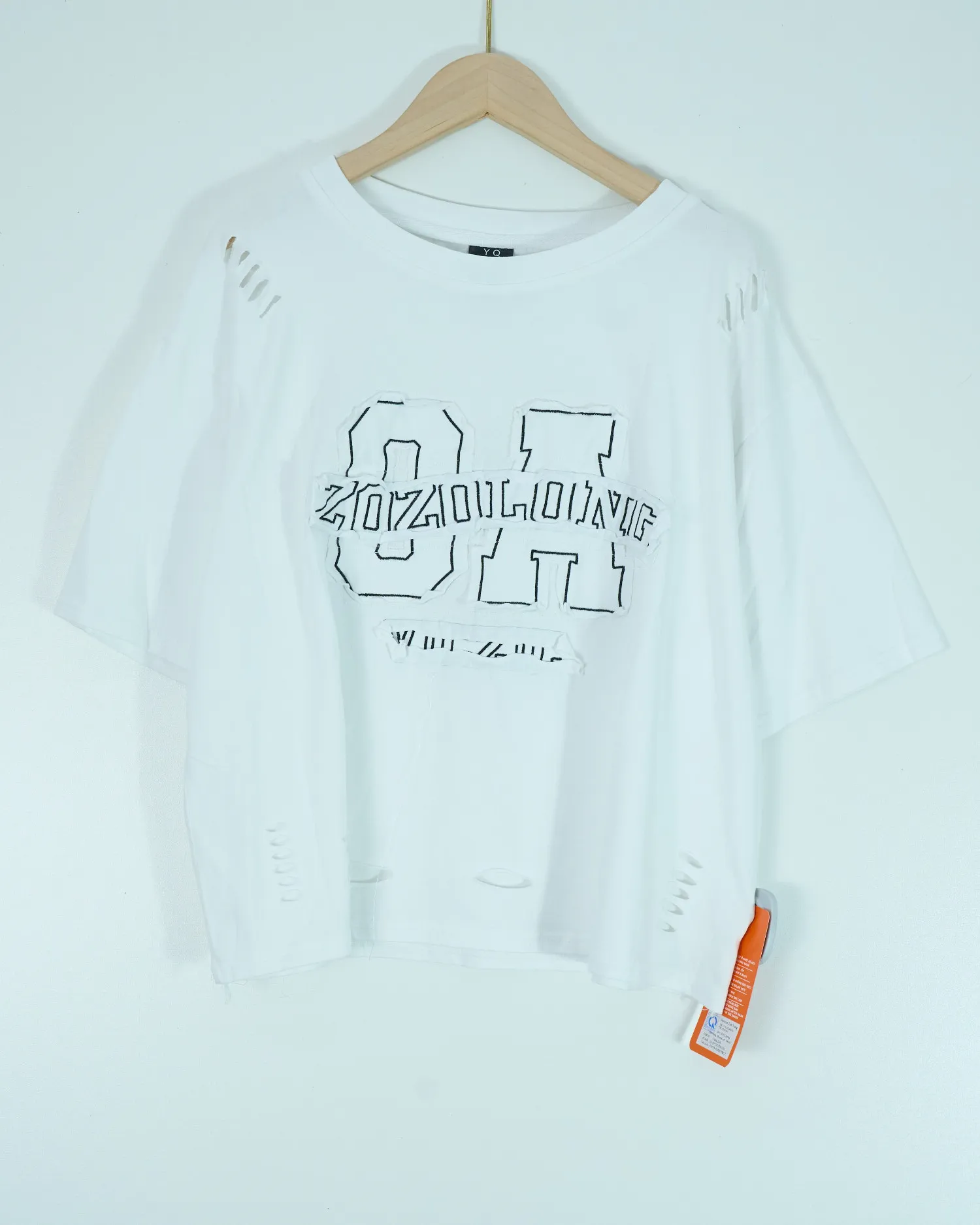 Áo phông nữ cổ tròn croptop rộng 4696 trắng H08.2026.1