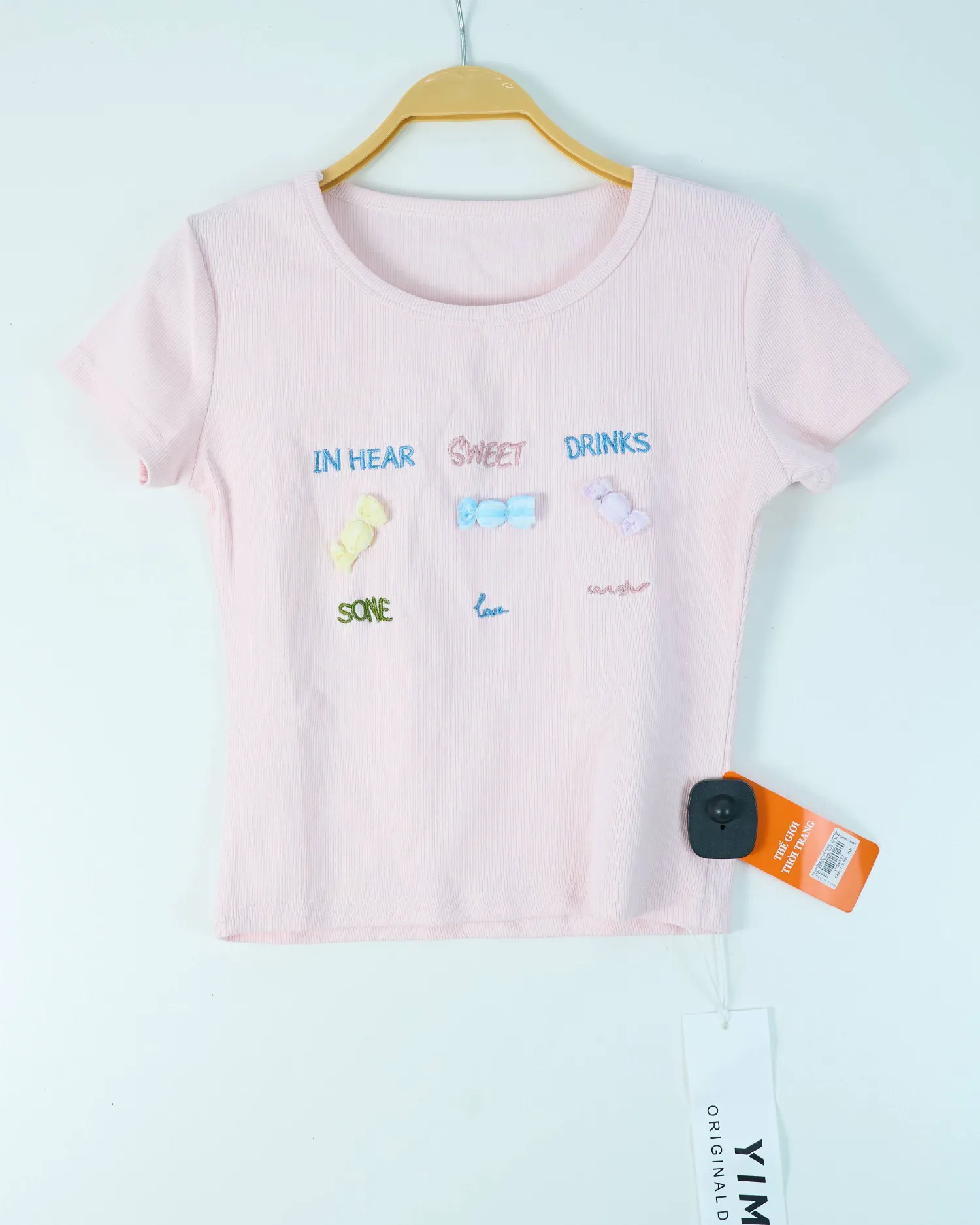 Áo phông nữ cổ tròn croptop tăm 8818 xanh H25.2026.1