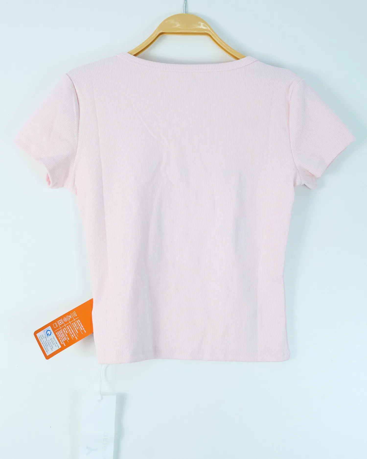 Áo phông nữ cổ tròn croptop tăm 8818 xanh H25.2026.1