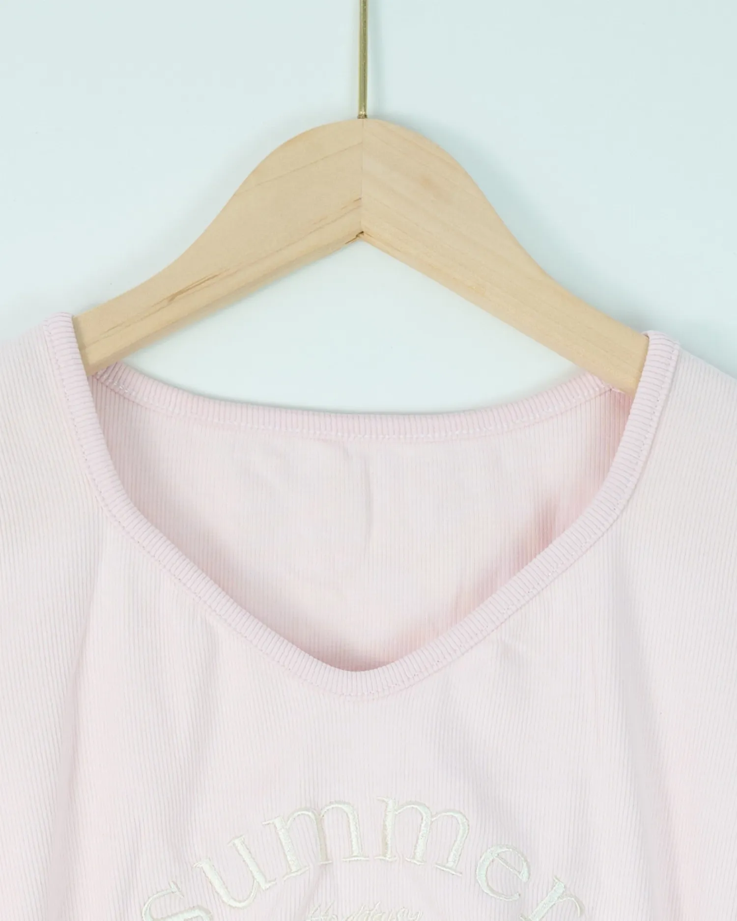 Áo phông nữ cổ tròn croptop tăm 3321 hồng H25.2026.1