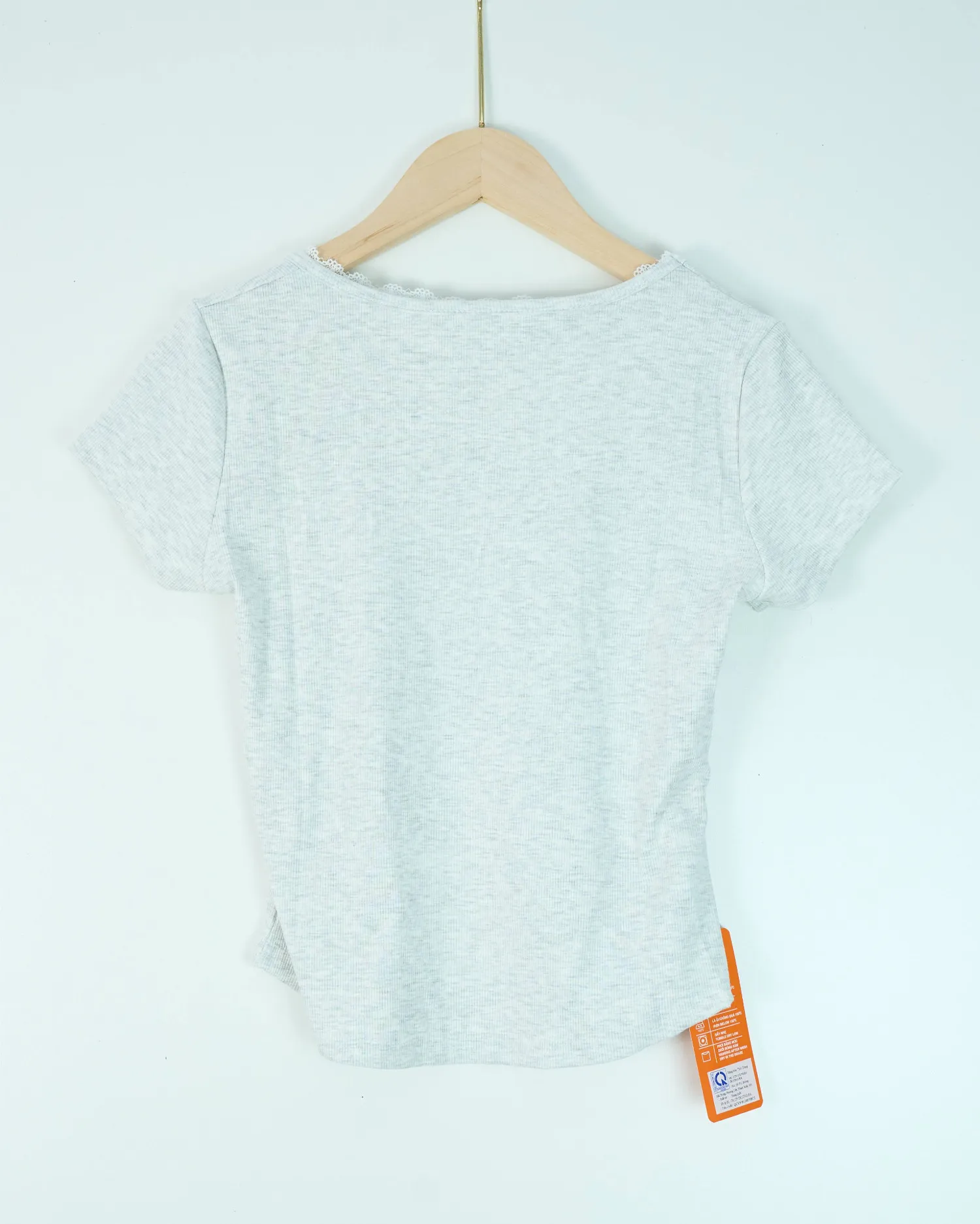 Áo phông nữ cổ tròn croptop tăm 8975 xanh H14.2026.1