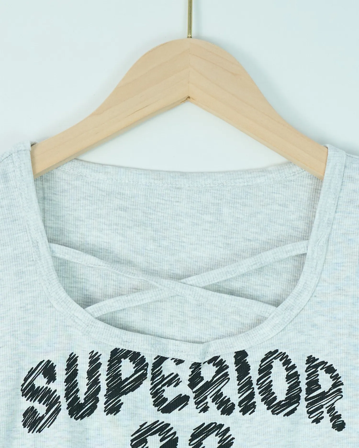 Áo phông nữ cổ tròn croptop tăm 2501 ghi H14.2026.1