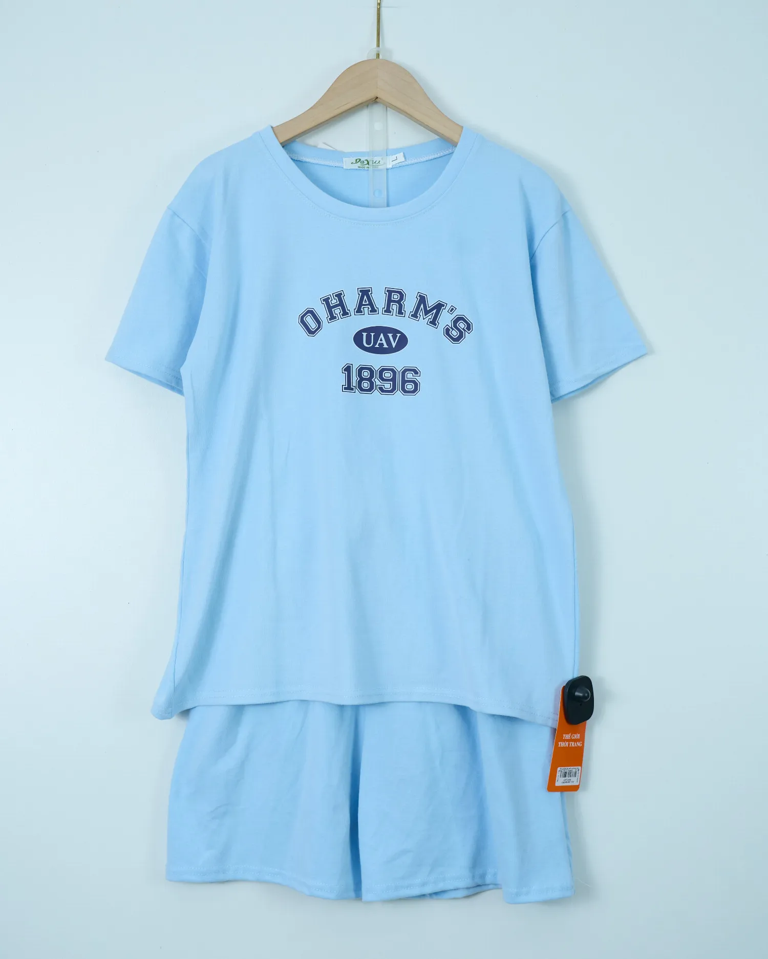Bộ quần áo nữ cotton cộc rộng 15172 Xanh L   QC23