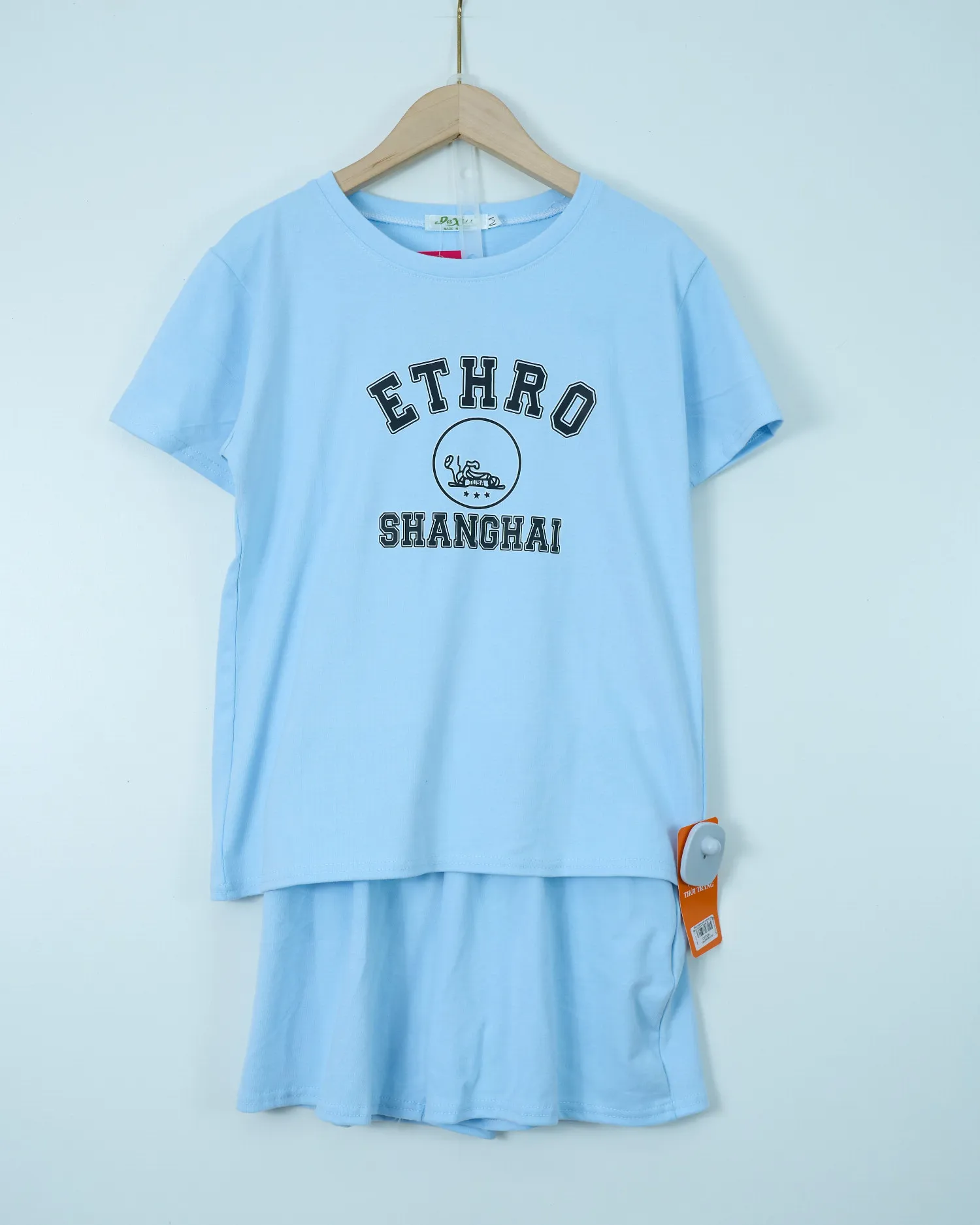 Bộ quần áo nữ cotton cộc rộng 141619 Xanh L   QC23