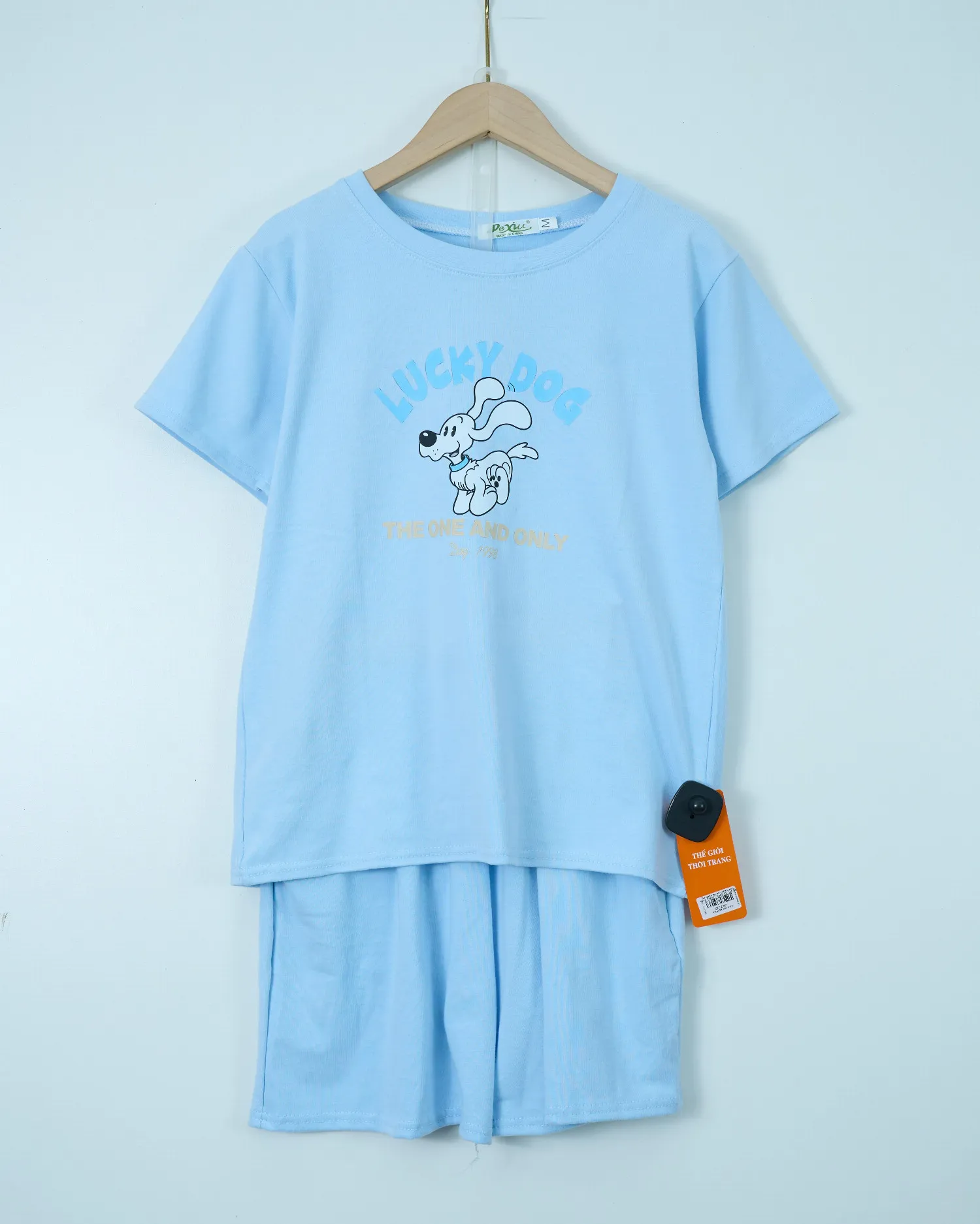 Bộ quần áo nữ cotton cộc rộng 141617 Xanh M   QC23
